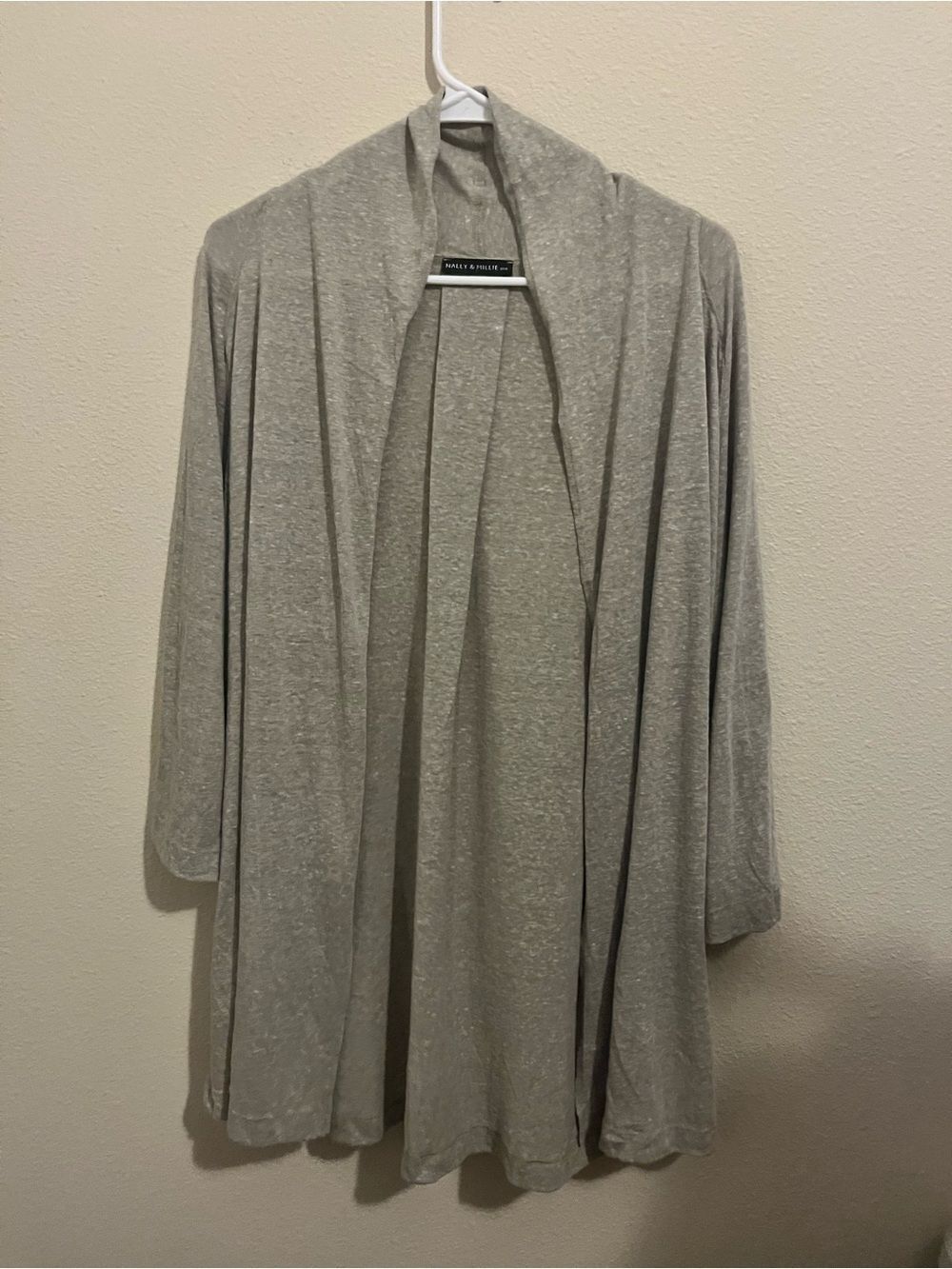 Nally & Millie USA Light Gray Draped Open Cardigan